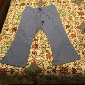 Light blue scrub pants elastic, drawstring, slits